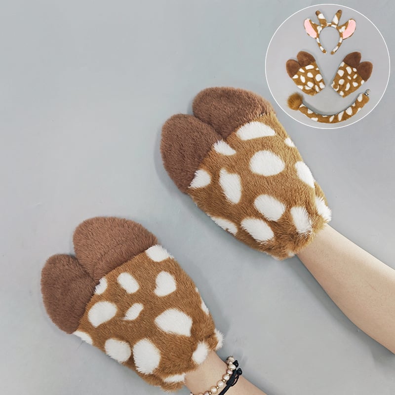 Accesorii vestimentare — set din pluș, lucrat manual, Halloween, cu bentiță pentru cap cu urechi de cerb, urechi de girafă, copite și coadă pentru copii