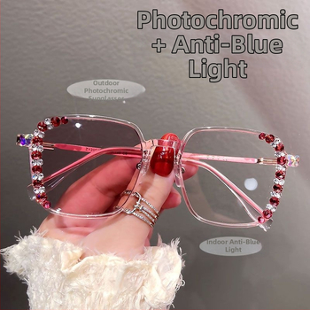 Ochelari presbiopici, ramă pătrată cu cadru complet, lentile din rășină anti-lumină albastră, ramă PC/rășină