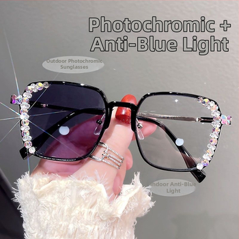 Ochelari presbiopici, ramă pătrată cu cadru complet, lentile din rășină anti-lumină albastră, ramă PC/rășină