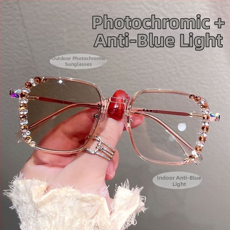 Ochelari presbiopici, ramă pătrată cu cadru complet, lentile din rășină anti-lumină albastră, ramă PC/rășină