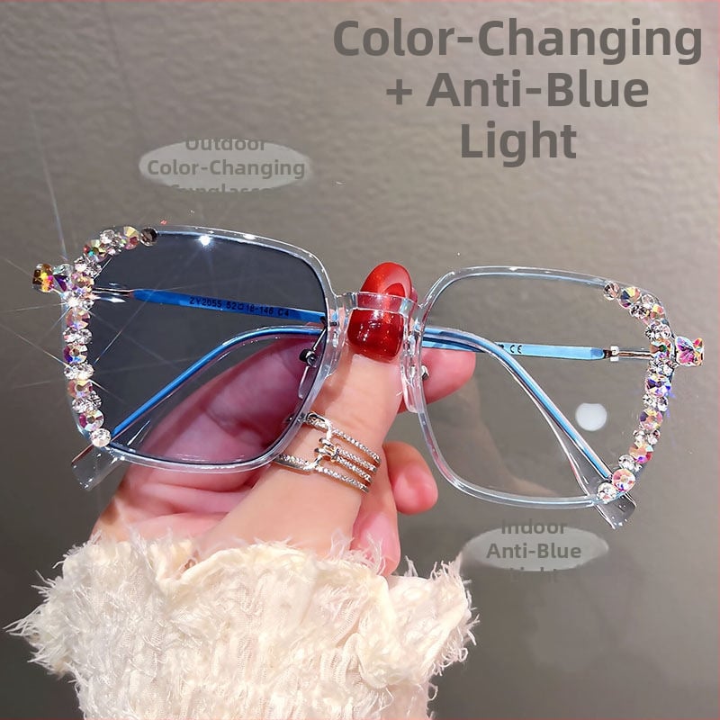 Ochelari presbiopici, ramă pătrată cu cadru complet, lentile din rășină anti-lumină albastră, ramă PC/rășină