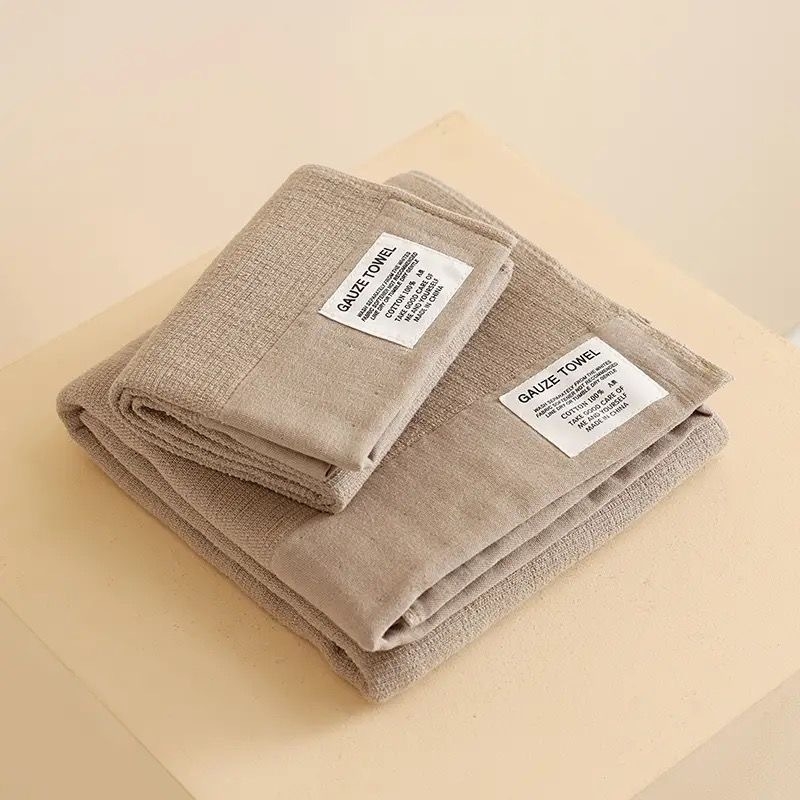 Prosop de casă din bumbac 100%, stil japonez, gros, absorbant, pentru față și baie, țesătură simplă, 80–100 g, procesare personalizată