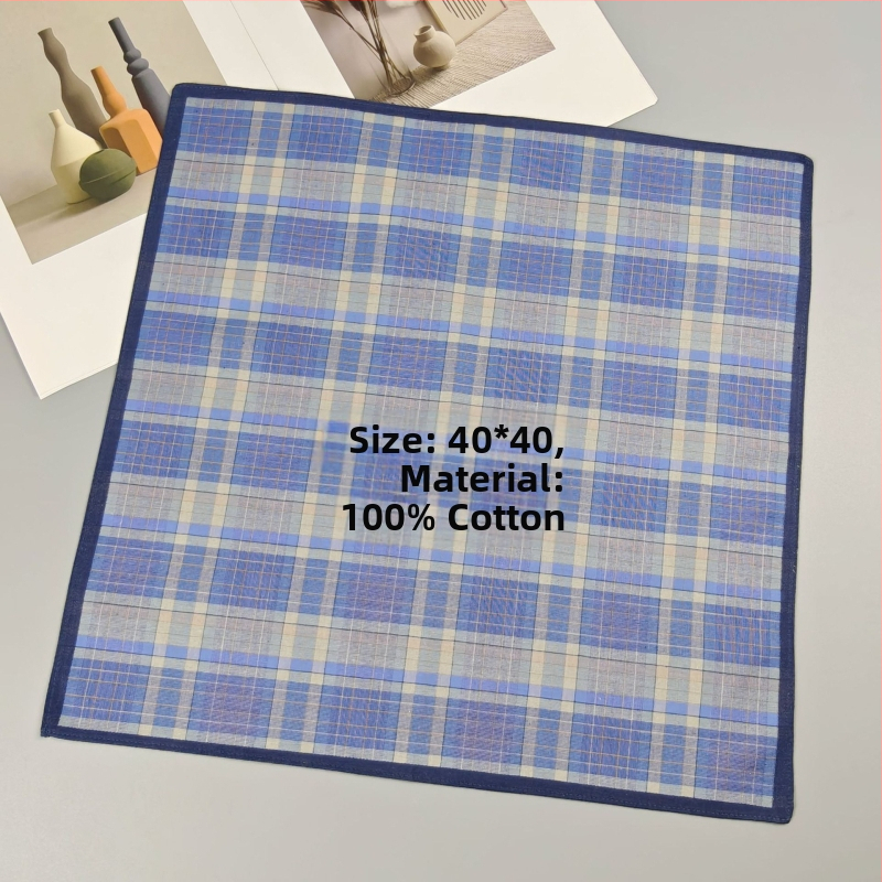 Yan su xing vreckový kapesník, 100% bavlna, tmavý kockovaný vzor, 17 g