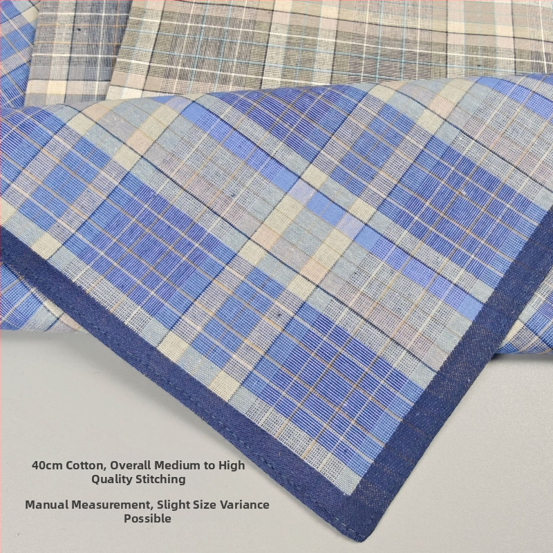 Yan su xing vreckový kapesník, 100% bavlna, tmavý kockovaný vzor, 17 g