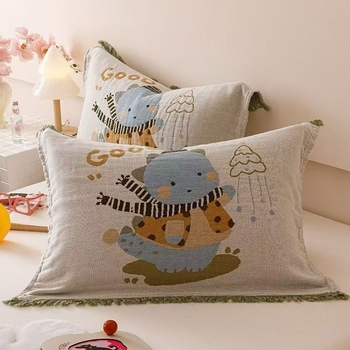 Pamuk navlaka za jastuk s resicama, četveroslojna gazasta tkanina, upija znoj i diše, pogodna za sve sezone