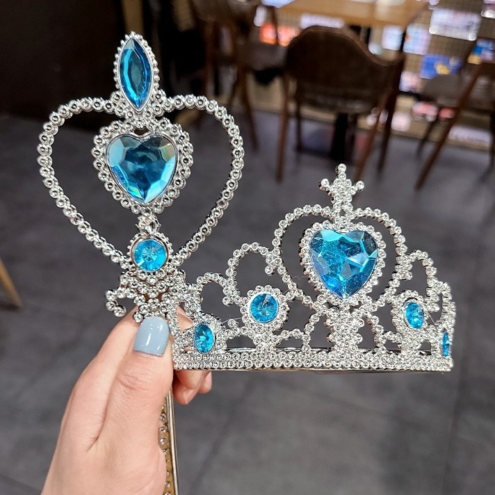 Dječja kruna na traku – princeza stil, plast/smola, elektroplatinirana završna obrada, za dob 3–6 godina