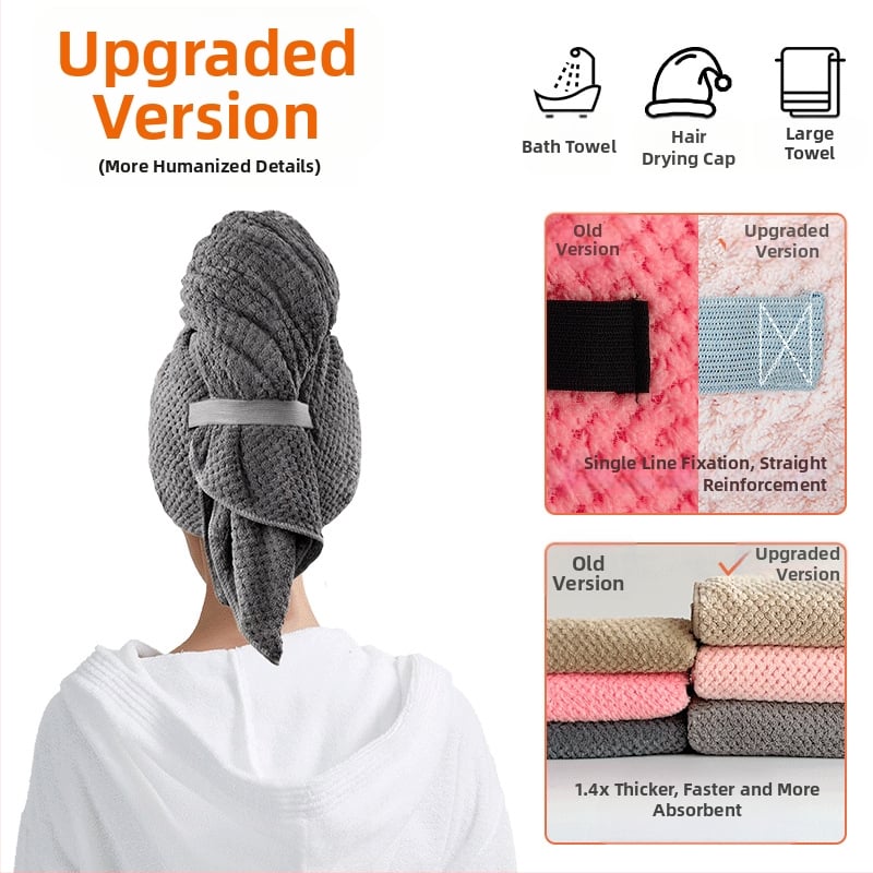 Καπέλο στεγνώματος μαλλιών από Coral Fleece, παχύ, εξαιρετικά απορροφητικό, γρήγορο στέγνωμα, 170–199 g