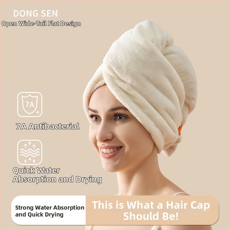 Суха шапка за коса с антибактериално покритие, коралов флис, 120D прежда, проста тъкан, 120–139 g