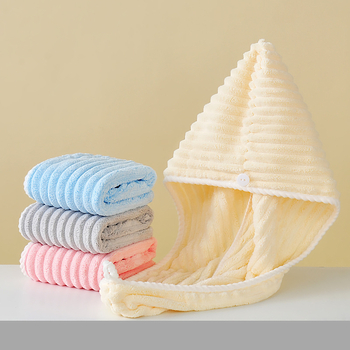 Γυναικείο καπάκι στεγνώματος μαλλιών, απορροφητικό coral fleece, 80–99 g, 150D, ραφή με περιθώριο, εξατομικευμένη επεξεργασία