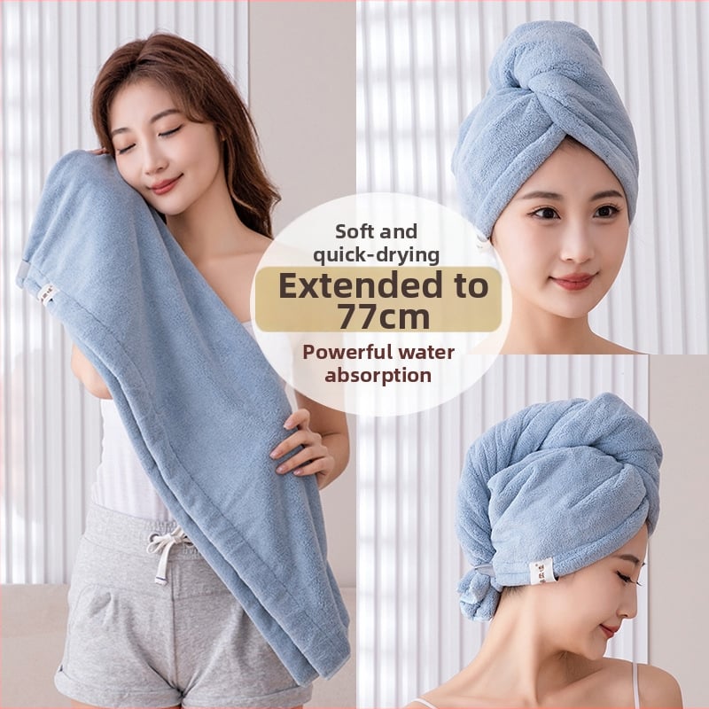 Γυναικείο καπάκι στεγνώματος μαλλιών από φλίς κοραλλιού, διπλό-στρώμα, υψηλή απορρορόφηση, γρήγορο στέγνωμα