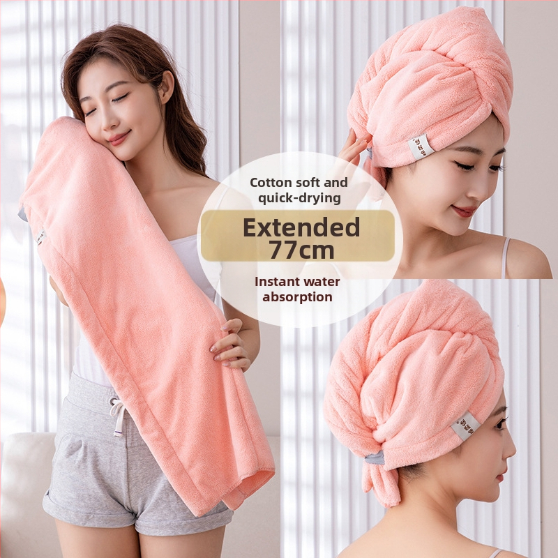 Γυναικείο καπάκι στεγνώματος μαλλιών από φλίς κοραλλιού, διπλό-στρώμα, υψηλή απορρορόφηση, γρήγορο στέγνωμα