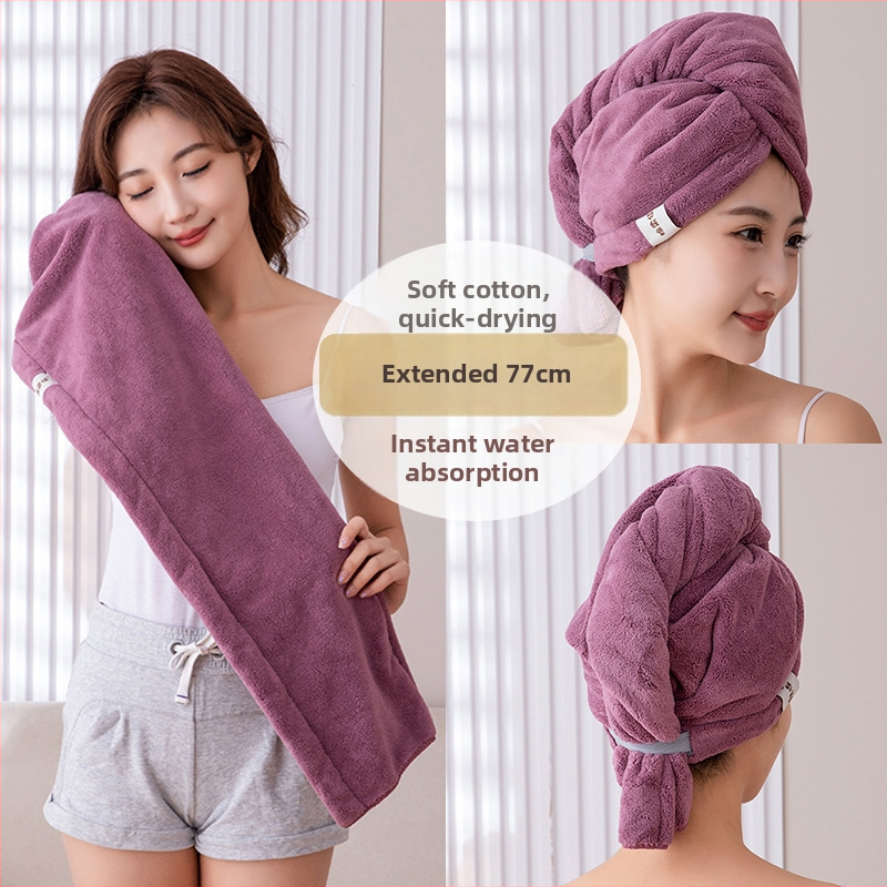 Γυναικείο καπάκι στεγνώματος μαλλιών από φλίς κοραλλιού, διπλό-στρώμα, υψηλή απορρορόφηση, γρήγορο στέγνωμα