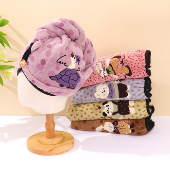 Shangduolan Турбан за коса от коралов велур, бързоизсушаване, бродерия и подгъв (150D, 80–99 g, код 1009)