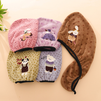 Shangduolan Турбан за коса от коралов велур, бързоизсушаване, бродерия и подгъв (150D, 80–99 g, код 1009)