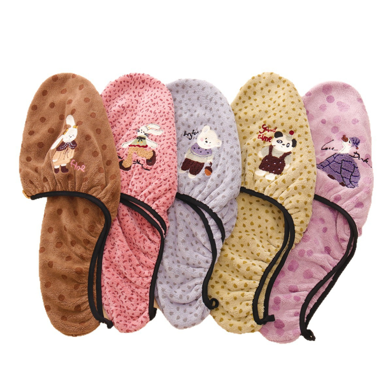 Shangduolan Турбан за коса от коралов велур, бързоизсушаване, бродерия и подгъв (150D, 80–99 g, код 1009)