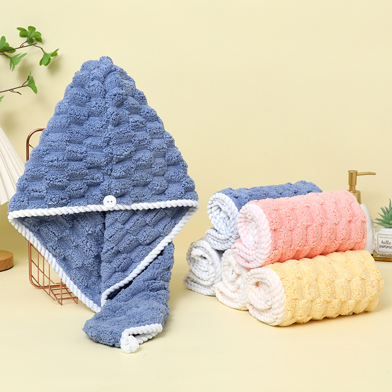 Καπέλο για το στέγνωμα μαλλιών από φλις κοραλλιού, ραμμένο, προσαρμοζόμενο, βάρος 80–99 g, Νήμα 144