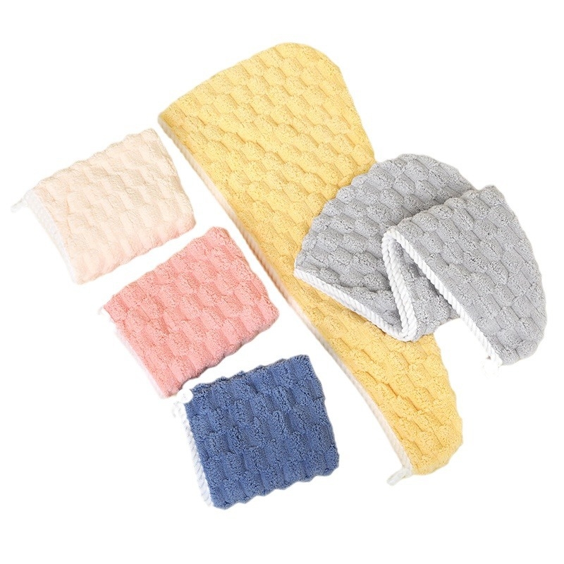 Καπέλο για το στέγνωμα μαλλιών από φλις κοραλλιού, ραμμένο, προσαρμοζόμενο, βάρος 80–99 g, Νήμα 144