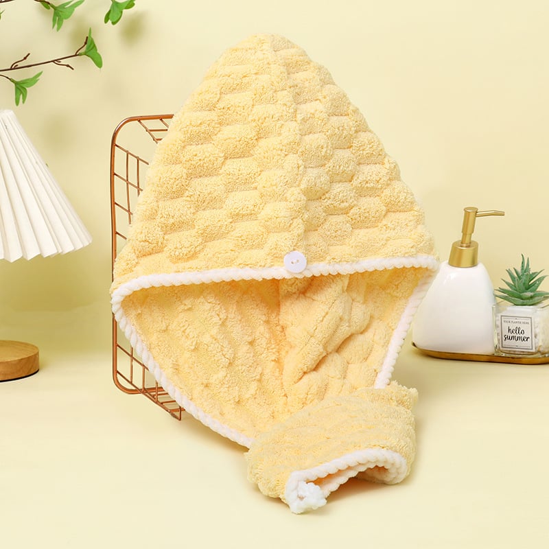 Καπέλο για το στέγνωμα μαλλιών από φλις κοραλλιού, ραμμένο, προσαρμοζόμενο, βάρος 80–99 g, Νήμα 144