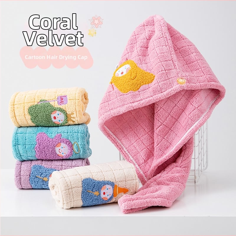 Шапка за сушене на коса от корална велур (Материал: корална велур; Тегло: 120–139 g; Категория: Шапка за сушене на коса)