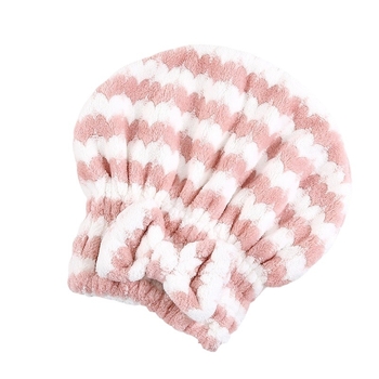 Шапка за сушене на коса с дизайн на панделка и сърце, двуслойна, корал флийс, водопоглъщаща, тегло 50–79 g