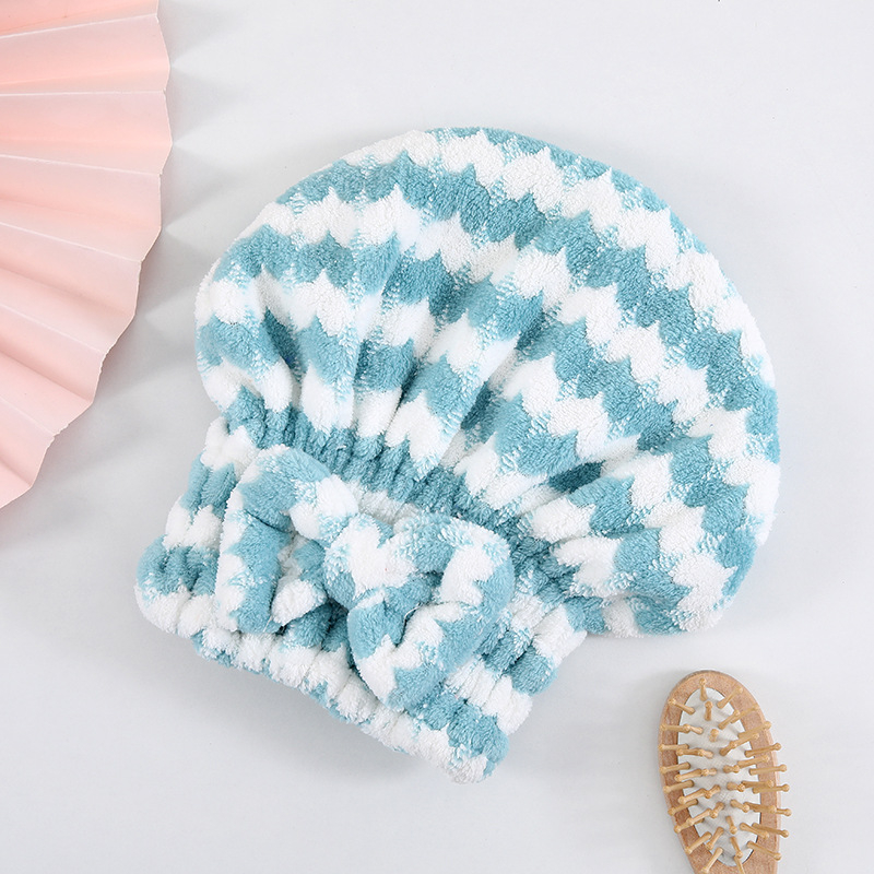Шапка за сушене на коса с дизайн на панделка и сърце, двуслойна, корал флийс, водопоглъщаща, тегло 50–79 g