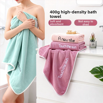 Πυκνή πετσέτα μπάνιου και παραλίας από μικροΐνές για οικιακή χρήση, εξαιρετικά απορροφητική, χωρίς αποκολλήσεις νημάτων, με κέντημα, 150D νήμα, βάρος 300–400 g