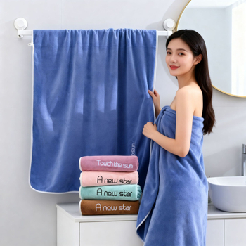 Πυκνή πετσέτα μπάνιου και παραλίας από μικροΐνές για οικιακή χρήση, εξαιρετικά απορροφητική, χωρίς αποκολλήσεις νημάτων, με κέντημα, 150D νήμα, βάρος 300–400 g