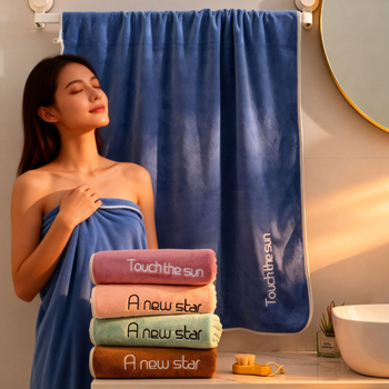 Πυκνή πετσέτα μπάνιου και παραλίας από μικροΐνές για οικιακή χρήση, εξαιρετικά απορροφητική, χωρίς αποκολλήσεις νημάτων, με κέντημα, 150D νήμα, βάρος 300–400 g