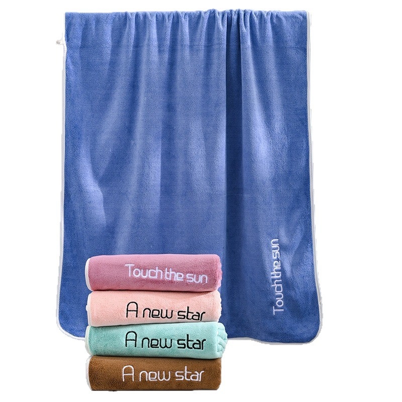 Πυκνή πετσέτα μπάνιου και παραλίας από μικροΐνές για οικιακή χρήση, εξαιρετικά απορροφητική, χωρίς αποκολλήσεις νημάτων, με κέντημα, 150D νήμα, βάρος 300–400 g