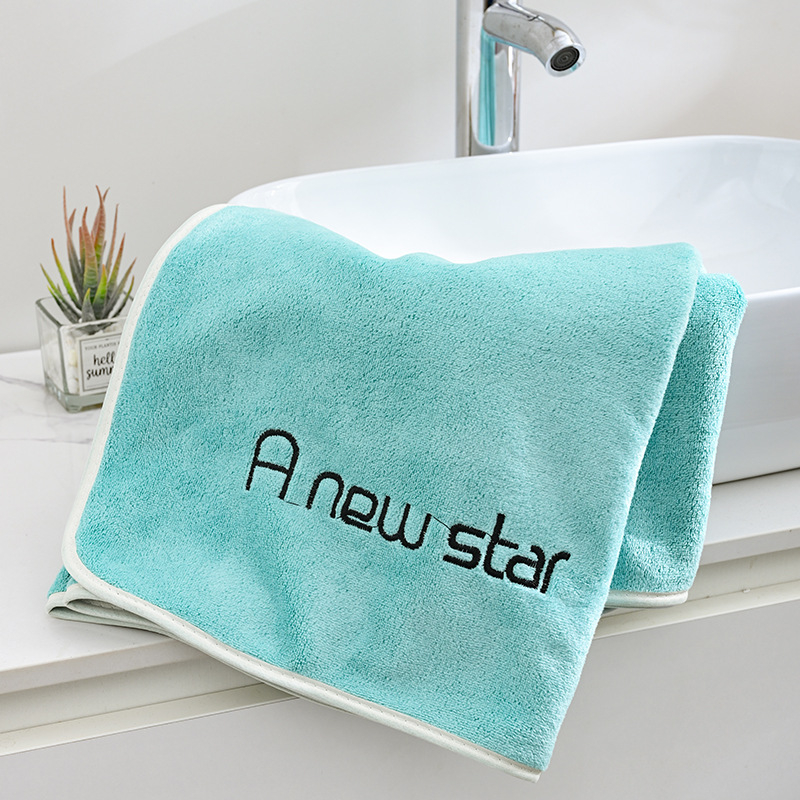 Πυκνή πετσέτα μπάνιου και παραλίας από μικροΐνές για οικιακή χρήση, εξαιρετικά απορροφητική, χωρίς αποκολλήσεις νημάτων, με κέντημα, 150D νήμα, βάρος 300–400 g