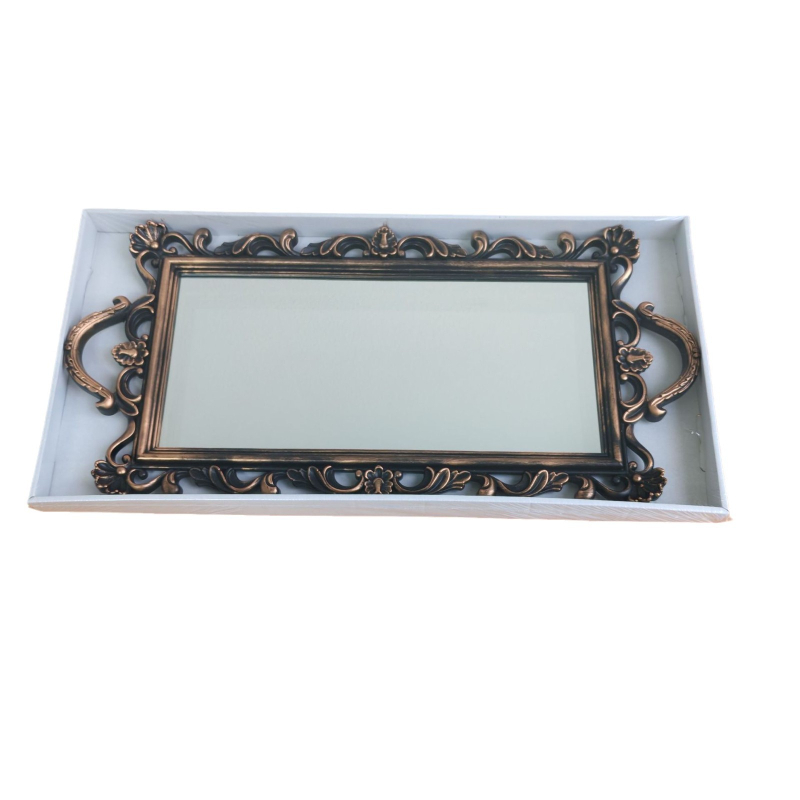 Kvadrātiska tortes šķīvja uzglabāšanas plate ar spoguljveida stikla virsmu, Eiropas/franču stil, zelta krāsa, retro rekvizīts fotografēšanai (Pārklājuma virsma; Dāvana; Piemērots jauniešiem, pārim, kolēģiem, draugiem)