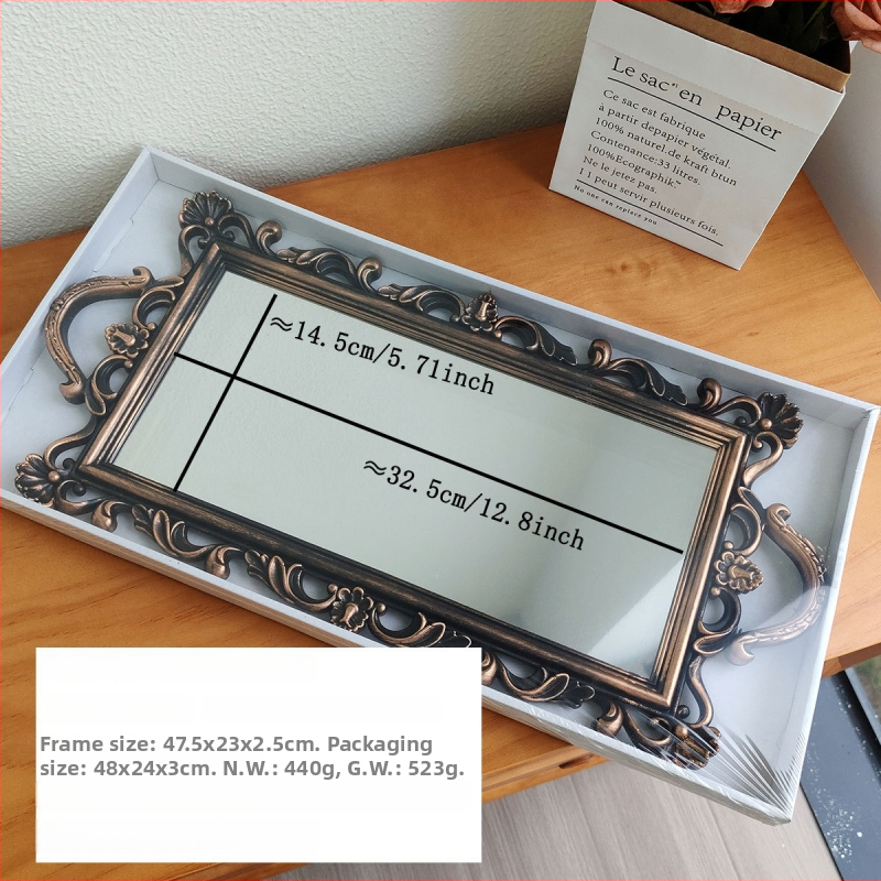 Kvadrātiska tortes šķīvja uzglabāšanas plate ar spoguljveida stikla virsmu, Eiropas/franču stil, zelta krāsa, retro rekvizīts fotografēšanai (Pārklājuma virsma; Dāvana; Piemērots jauniešiem, pārim, kolēģiem, draugiem)