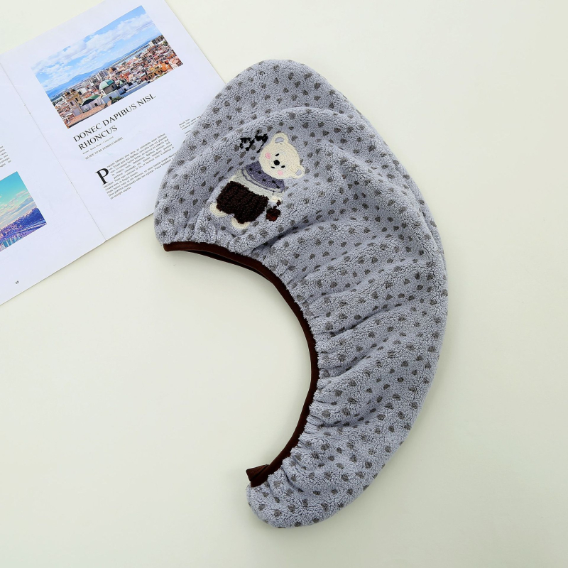 Καπέλο στεγνώματος μαλλιών από Coral fleece, κέντημα και εκτύπωση, νήματα Microfiber, προσαρμογή διαθέσιμη, 80-99 g