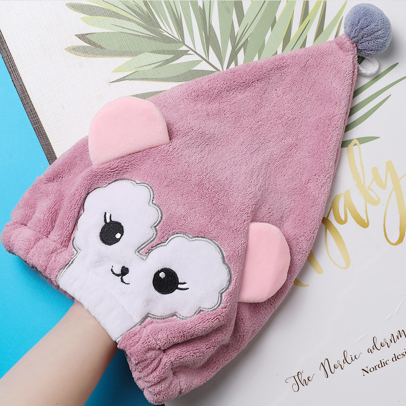 Σκούφος στεγνώματος μαλλιών από κοραλλ φλίς, 150D νήμα, κεντημένο φινίρισμα, 80–99 g