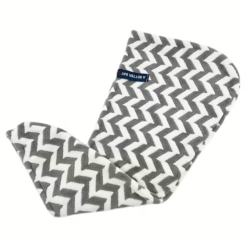 Ριγέ καπέλο για στέγνωμα μαλλιών από κοραλλό φλίς, βάρος 50–79 g, με περιμετρικό ράψιμο