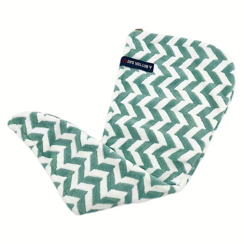 Ριγέ καπέλο για στέγνωμα μαλλιών από κοραλλό φλίς, βάρος 50–79 g, με περιμετρικό ράψιμο