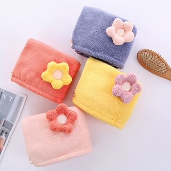 Кап за сушене на коса от коралов флис, абсорбиращ и бързосъхнещ, 150D нишка, тегло 80-99 g, дизайн със слънчоглед, за дами