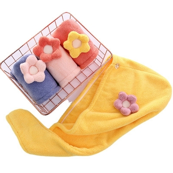 Кап за сушене на коса от коралов флис, абсорбиращ и бързосъхнещ, 150D нишка, тегло 80-99 g, дизайн със слънчоглед, за дами