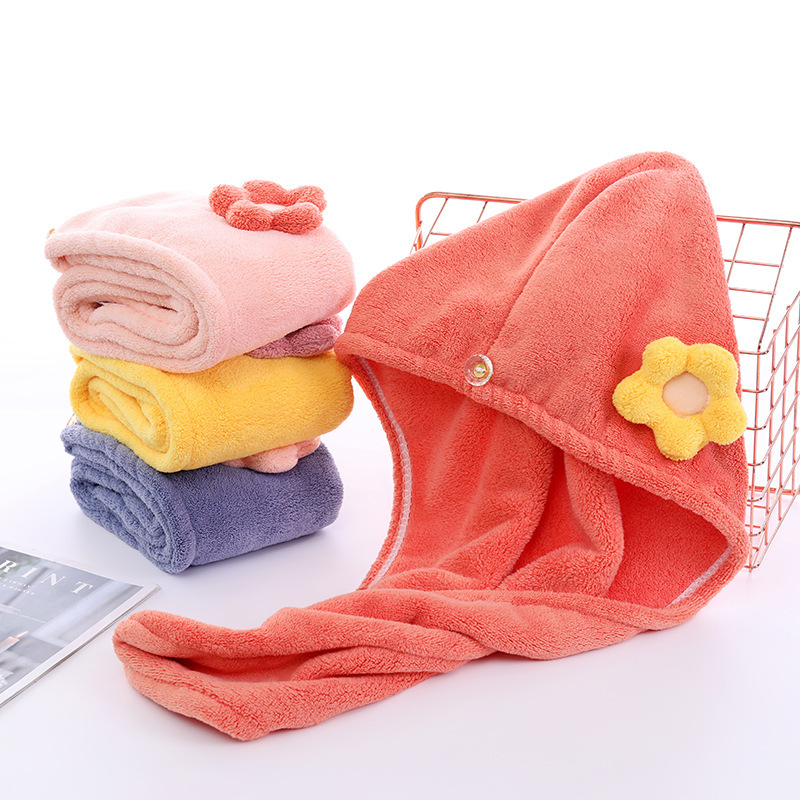 Кап за сушене на коса от коралов флис, абсорбиращ и бързосъхнещ, 150D нишка, тегло 80-99 g, дизайн със слънчоглед, за дами