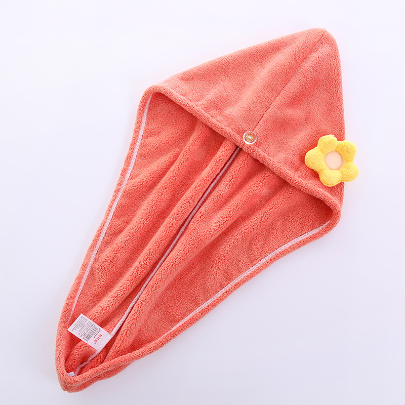 Кап за сушене на коса от коралов флис, абсорбиращ и бързосъхнещ, 150D нишка, тегло 80-99 g, дизайн със слънчоглед, за дами