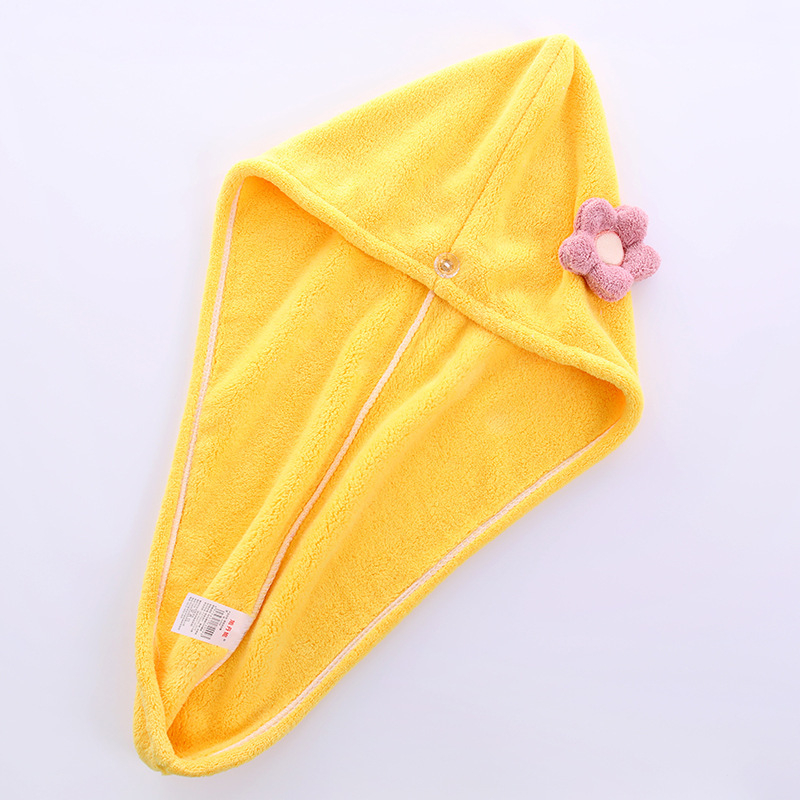 Кап за сушене на коса от коралов флис, абсорбиращ и бързосъхнещ, 150D нишка, тегло 80-99 g, дизайн със слънчоглед, за дами