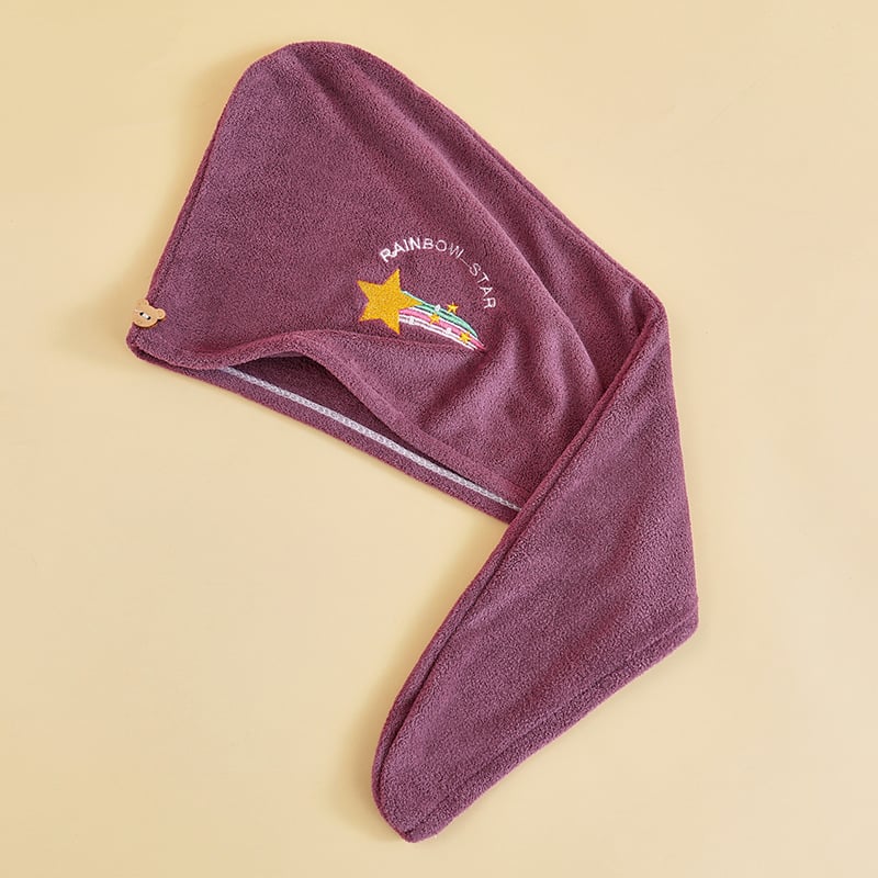 Σκουφάκι στέγνωσης μαλλιών από φλις κοραλλιού, μάρκα Three Dolls, πολυεστερικό νήμα, βάρος 50–79 g