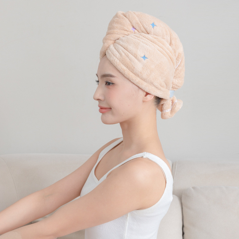 Καπέλο για το στέγνωμα μαλλιών από coral fleece, κεντημένο, 80-99 g, 10 κλωστές