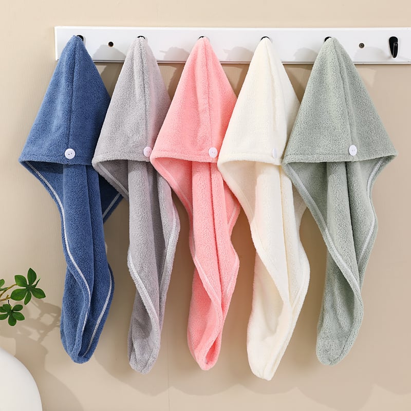 Κάλυμμα στεγνώματος μαλλιών για γυναίκες, καπάκι ντους ενός στρώματος, φλίς κοράλλι, γρήγορο στέγνωμα, υψηλή απορρόφηση, ύφανση απλής πλέξης, 50-79 g