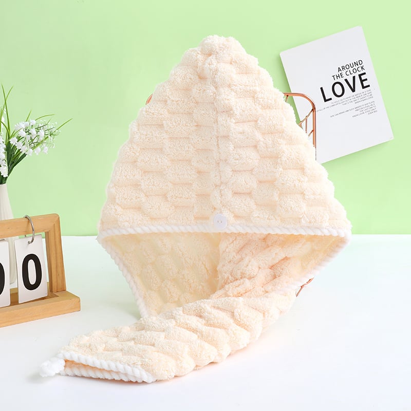 Καπέλο στέγνωσης μαλλιών από φλίς κοραλλιών, 80–99 g, Διαδικασία κατασκευής: βελονάκι, Διαθέσιμη προσαρμογή