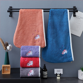 Σκουφάκι για στέγνωμα μαλλιών με κέντημα, τριγωνικό σχήμα, κοραλλιοφόρο βελούδο, 150D, βάρος 120–139 g, παχυσμένο, απορροφητικό, απαλό