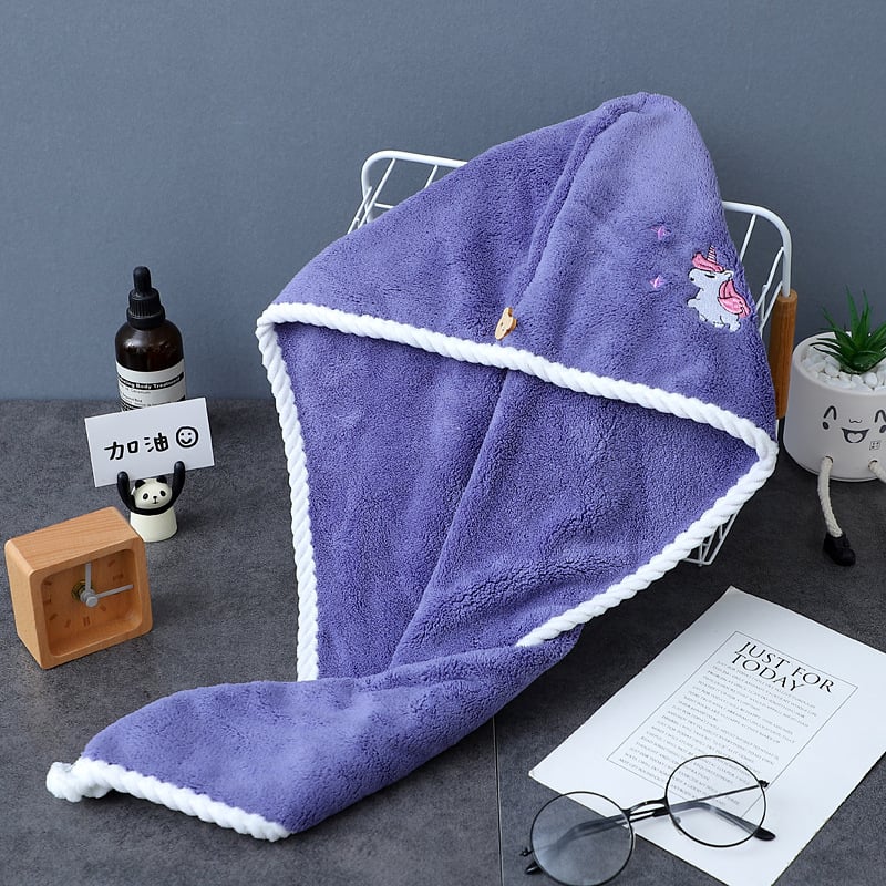 Σκουφάκι για στέγνωμα μαλλιών με κέντημα, τριγωνικό σχήμα, κοραλλιοφόρο βελούδο, 150D, βάρος 120–139 g, παχυσμένο, απορροφητικό, απαλό