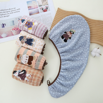 Σκούφος για στέγνωμα μαλλιών από coral fleece, με κέντημα ζωολογικού πάρκου, νήμα μικροϊνών, 80–99 γρ