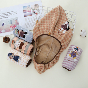 Σκούφος για στέγνωμα μαλλιών από coral fleece, με κέντημα ζωολογικού πάρκου, νήμα μικροϊνών, 80–99 γρ