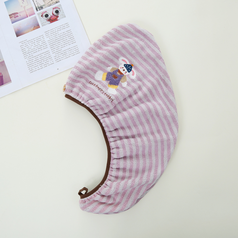 Σκούφος για στέγνωμα μαλλιών από coral fleece, με κέντημα ζωολογικού πάρκου, νήμα μικροϊνών, 80–99 γρ